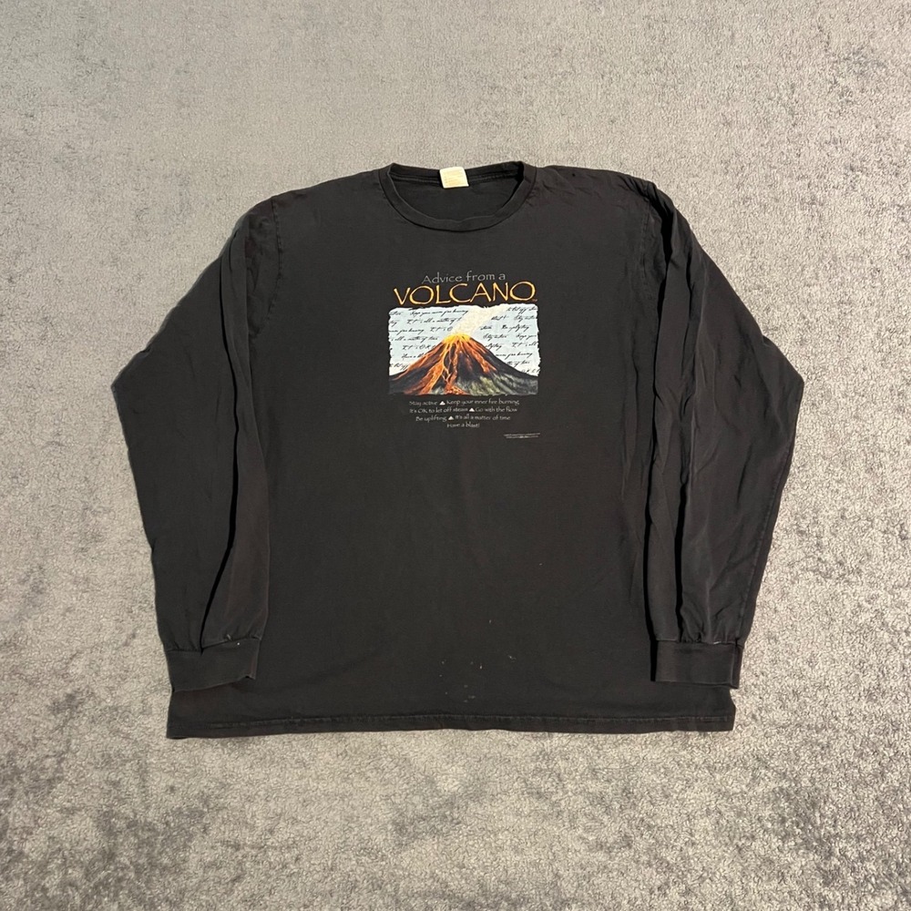 Vintage Hawaii Volcanoes National Park Long Sleeve Graphic Tee Black XL